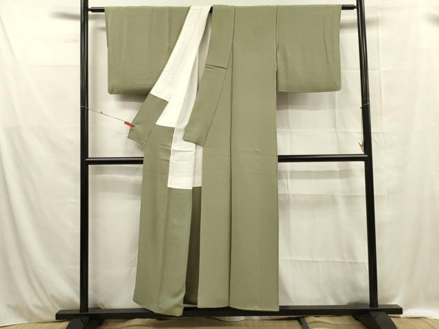 平和屋着物■上質な色無地 松葉文 正絹 逸品 DABE0407ya