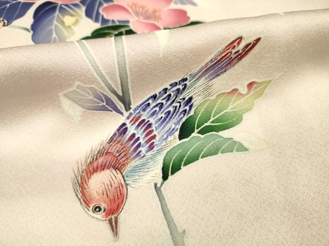 平和屋着物■訪問着 友禅 花鳥文 正絹 逸品 DABE0409ya