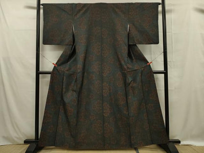 平和屋着物■本場大島紬 草花文 正絹 逸品 DABE0410ya
