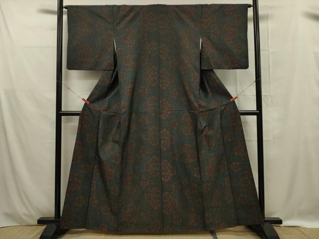 平和屋着物■本場大島紬 草花文 正絹 逸品 DABE0410ya