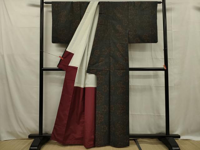 平和屋着物■本場大島紬 草花文 正絹 逸品 DABE0410ya