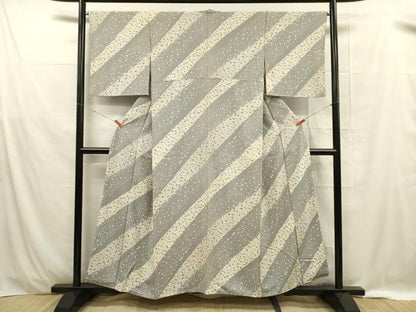 平和屋着物■上質な小紋 斜線草花文 正絹 逸品 DABE0413ya