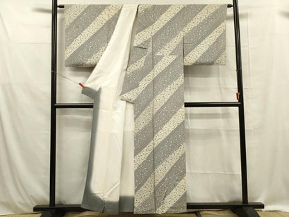 平和屋着物■上質な小紋 斜線草花文 正絹 逸品 DABE0413ya