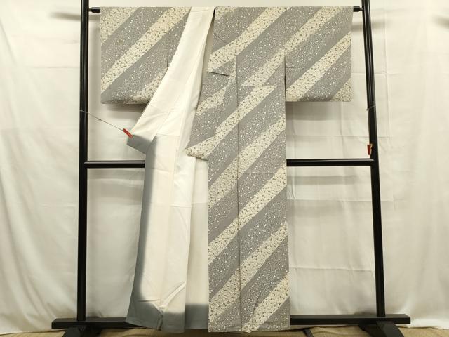 平和屋着物■上質な小紋 斜線草花文 正絹 逸品 DABE0413ya