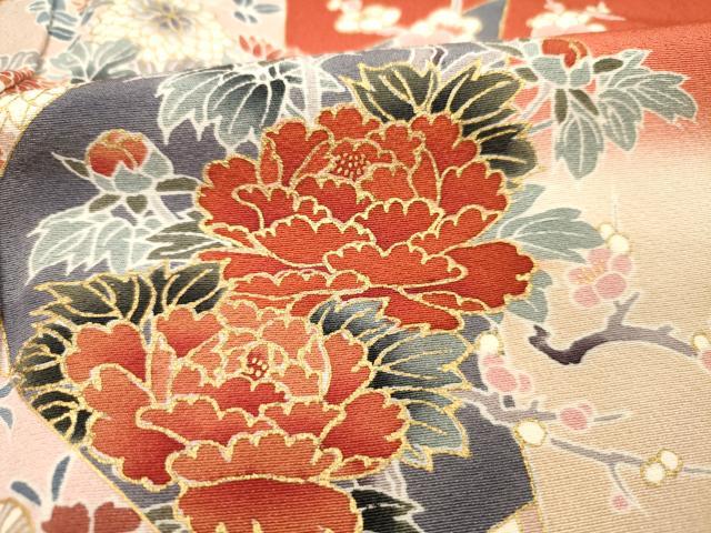 平和屋着物■訪問着 熨斗草花文 暈し染め 金彩 正絹 逸品 DABE0417ya
