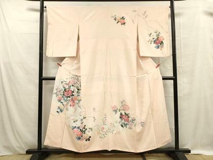 平和屋着物■訪問着 友禅 草花文 暈し染め 正絹 逸品 DABE0418ya