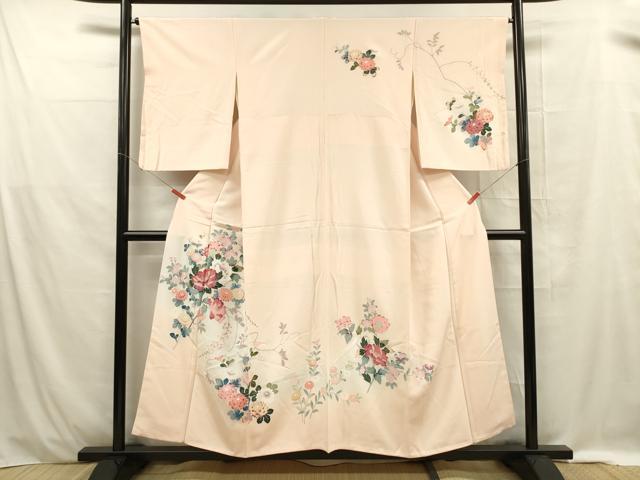 平和屋着物■訪問着 友禅 草花文 暈し染め 正絹 逸品 DABE0418ya
