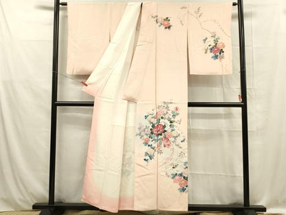 平和屋着物■訪問着 友禅 草花文 暈し染め 正絹 逸品 DABE0418ya