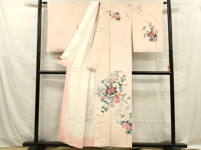 平和屋着物■訪問着 友禅 草花文 暈し染め 正絹 逸品 DABE0418ya