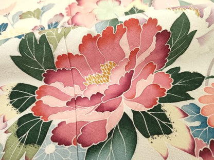 平和屋着物■訪問着 友禅 草花文 暈し染め 正絹 逸品 DABE0418ya