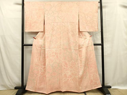 平和屋着物■上質な小紋 絞り 牡丹 正絹 逸品 DABE0419ya