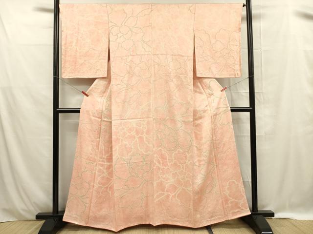 平和屋着物■上質な小紋 絞り 牡丹 正絹 逸品 DABE0419ya