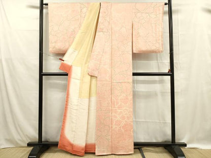 平和屋着物■上質な小紋 絞り 牡丹 正絹 逸品 DABE0419ya