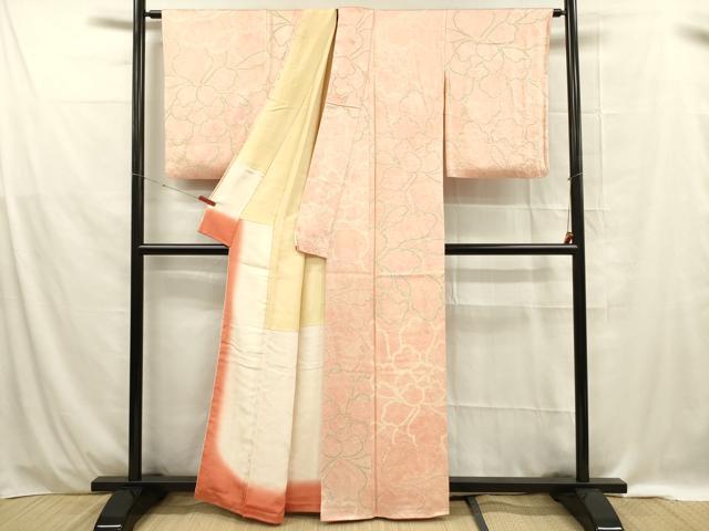 平和屋着物■上質な小紋 絞り 牡丹 正絹 逸品 DABE0419ya