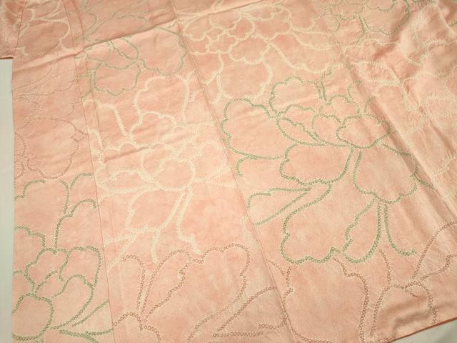 平和屋着物■上質な小紋 絞り 牡丹 正絹 逸品 DABE0419ya