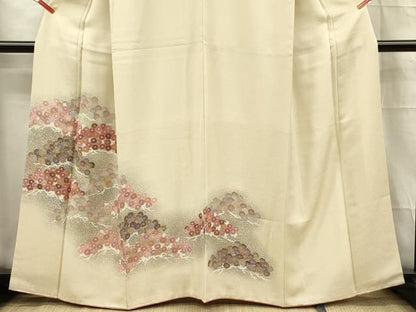 平和屋着物■訪問着 松花文 金彩 正絹 逸品 DABE0422ya