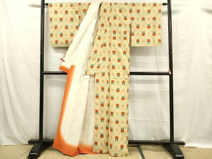 平和屋着物■上質な紬 草花文 正絹 逸品 未使用 DABE0427ya