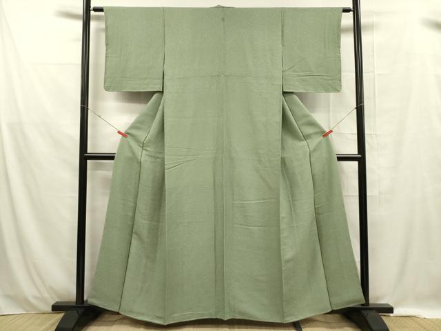 平和屋着物■上質な色無地 山葵色 正絹 逸品 未使用 DABE0434ya