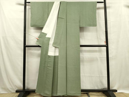 平和屋着物■上質な色無地 山葵色 正絹 逸品 未使用 DABE0434ya