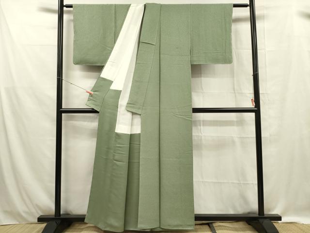 平和屋着物■上質な色無地 山葵色 正絹 逸品 未使用 DABE0434ya