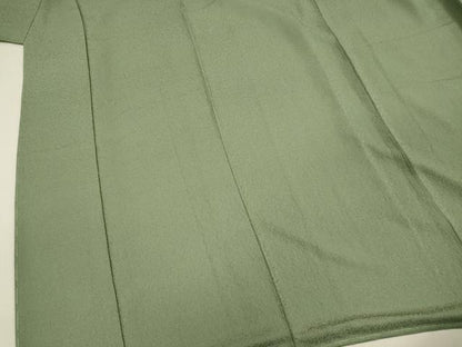 平和屋着物■上質な色無地 山葵色 正絹 逸品 未使用 DABE0434ya