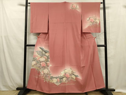 平和屋着物■訪問着 風景牡丹文 暈し染め 金彩 正絹 逸品 DABE0435ya