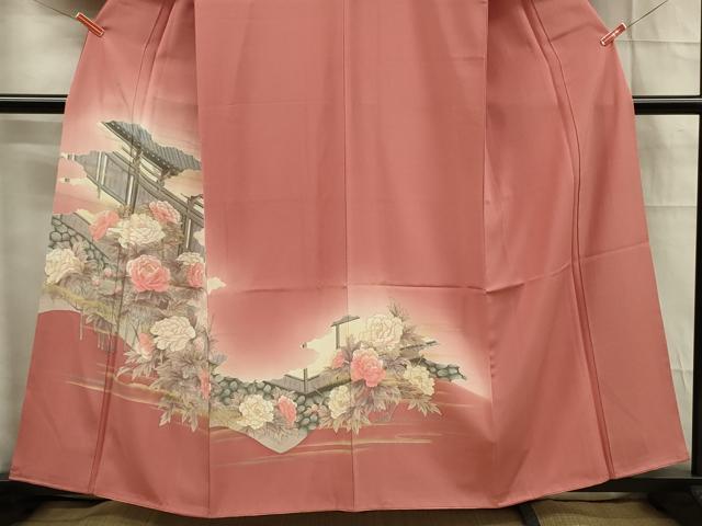 平和屋着物■訪問着 風景牡丹文 暈し染め 金彩 正絹 逸品 DABE0435ya