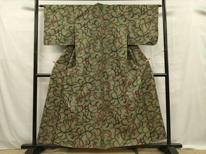 平和屋着物■本場染大島紬 唐草文 正絹 逸品 未使用 DABE0436ya
