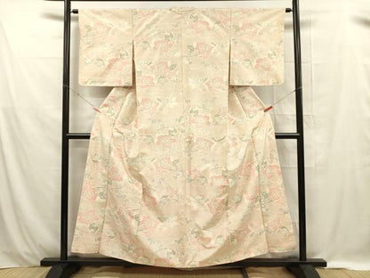 平和屋着物■上質な紬 草花文 正絹 逸品 DABE0445ya