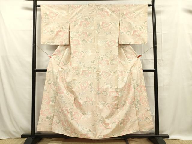 平和屋着物■上質な紬 草花文 正絹 逸品 DABE0445ya