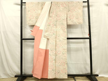 平和屋着物■上質な紬 草花文 正絹 逸品 DABE0445ya