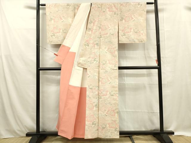 平和屋着物■上質な紬 草花文 正絹 逸品 DABE0445ya