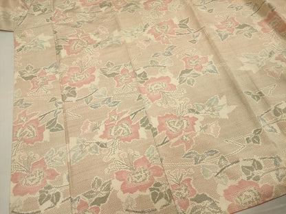 平和屋着物■上質な紬 草花文 正絹 逸品 DABE0445ya