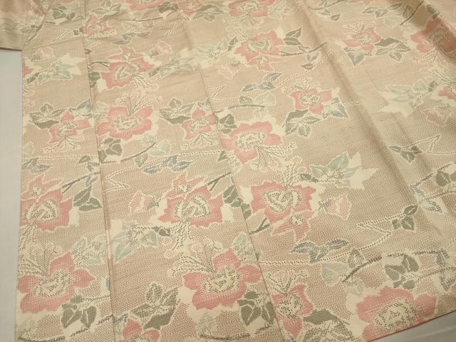 平和屋着物■上質な紬 草花文 正絹 逸品 DABE0445ya