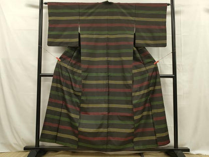 平和屋着物■本場大島紬 横段文 正絹 逸品 DABE0447ya