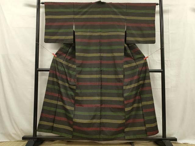 平和屋着物■本場大島紬 横段文 正絹 逸品 DABE0447ya