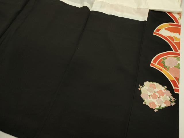 平和屋着物■豪華黒留袖 駒刺繍 青海波花文 金彩 正絹 逸品 DABE0453ya