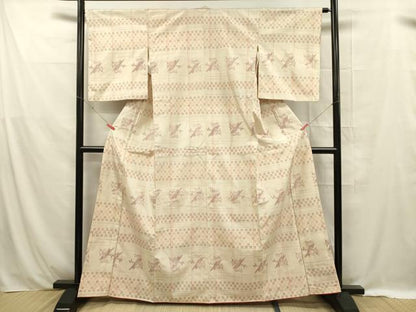 平和屋着物■上質な紬　格子花文　正絹　逸品　DABE0454ya