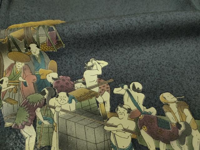 平和屋着物■訪問着 人物文 さが美扱い 正絹 逸品 DABE0455ya