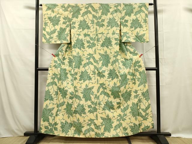 平和屋着物■上質な紬 花唐草文 正絹 逸品 DABE0456ya