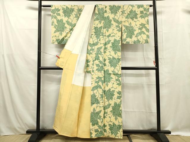 平和屋着物■上質な紬 花唐草文 正絹 逸品 DABE0456ya
