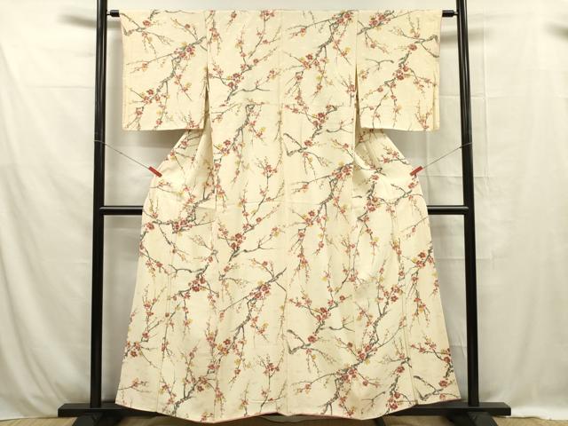 平和屋着物■上質な小紋 枝梅文 正絹 逸品 DABE0458ya