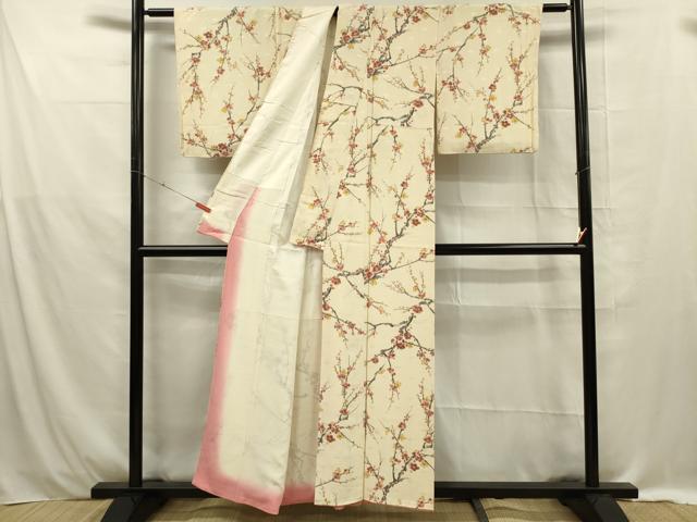 平和屋着物■上質な小紋 枝梅文 正絹 逸品 DABE0458ya