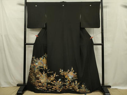 平和屋着物■豪華黒留袖 雪輪吉祥花文 金彩 正絹 逸品 DABE0461ya