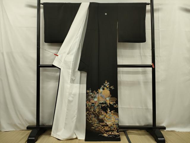 平和屋着物■豪華黒留袖 雪輪吉祥花文 金彩 正絹 逸品 DABE0461ya
