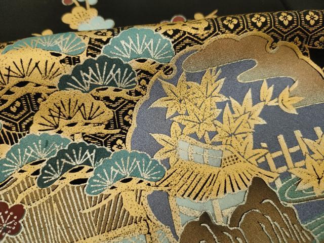 平和屋着物■豪華黒留袖 雪輪吉祥花文 金彩 正絹 逸品 DABE0461ya