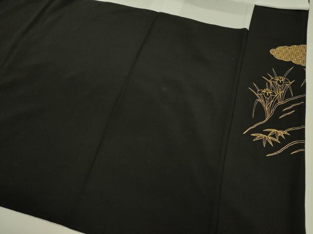 平和屋着物■豪華黒留袖 雪輪吉祥花文 金彩 正絹 逸品 DABE0461ya