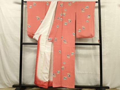 平和屋着物■上質な小紋 舞花文 鬼しぼ縮緬 正絹 逸品 DABE0464ya