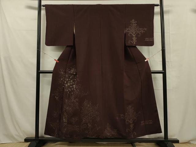 平和屋着物■訪問着 寿光織 花唐草文 金糸 正絹 逸品 DABE0465ya