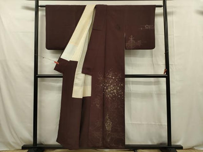 平和屋着物■訪問着 寿光織 花唐草文 金糸 正絹 逸品 DABE0465ya